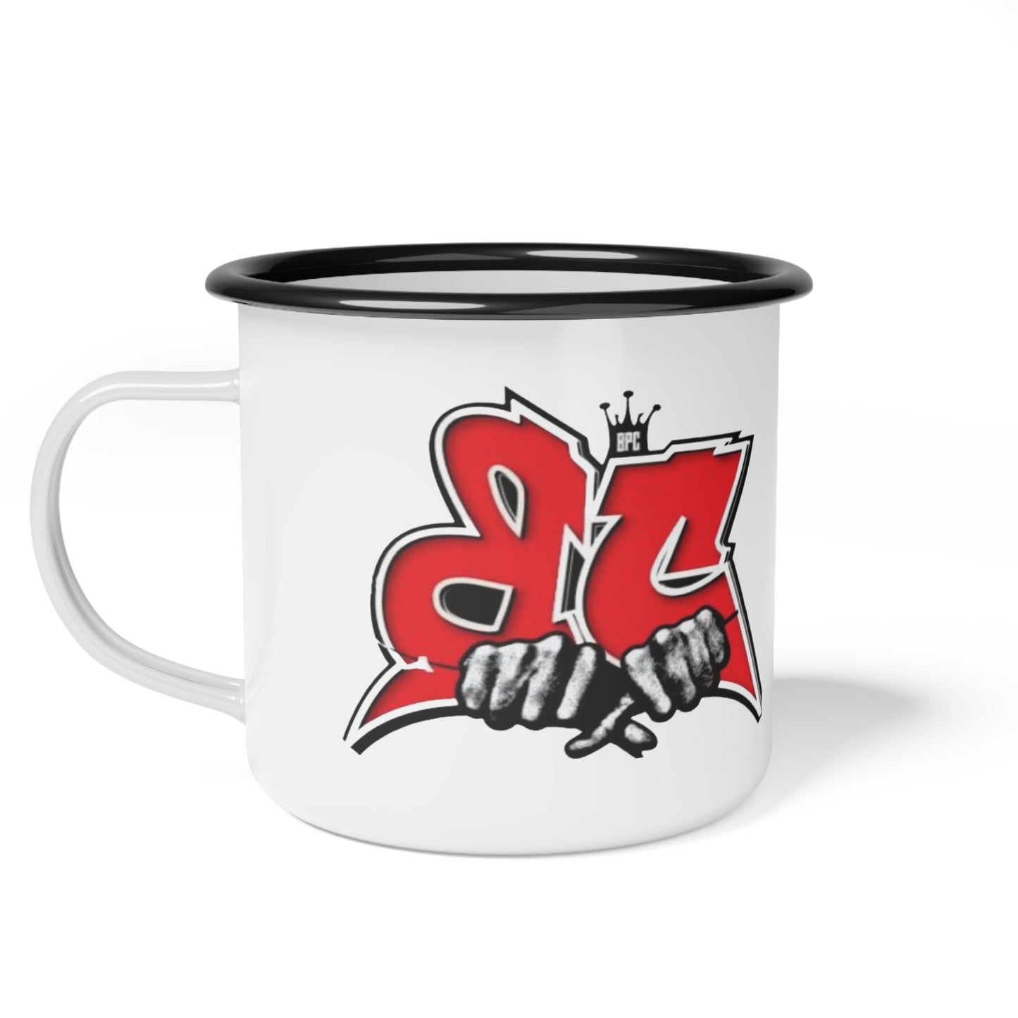 Enamel Camp Cup — Red Graffiti 'B3' Design with 'BARIKAD' Text