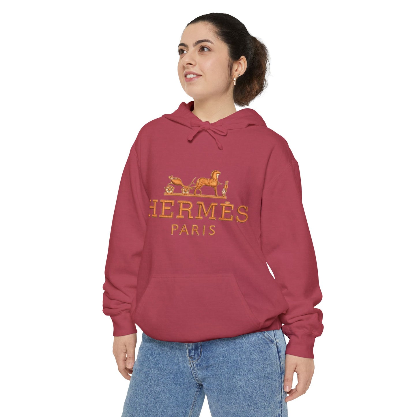 Hermès Paris Unisex Garment-Dyed Hoodie - Stylish Relaxed Fit