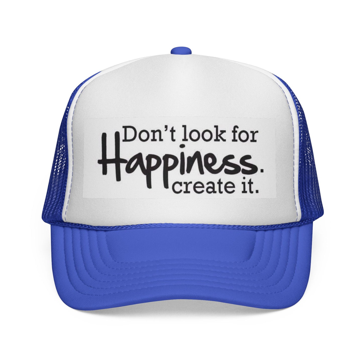 Inspirational Trucker Cap - Happiness Quote Hat, Gift for Outdoors, Motivational Headwear, Casual Style, Trendy Accessory