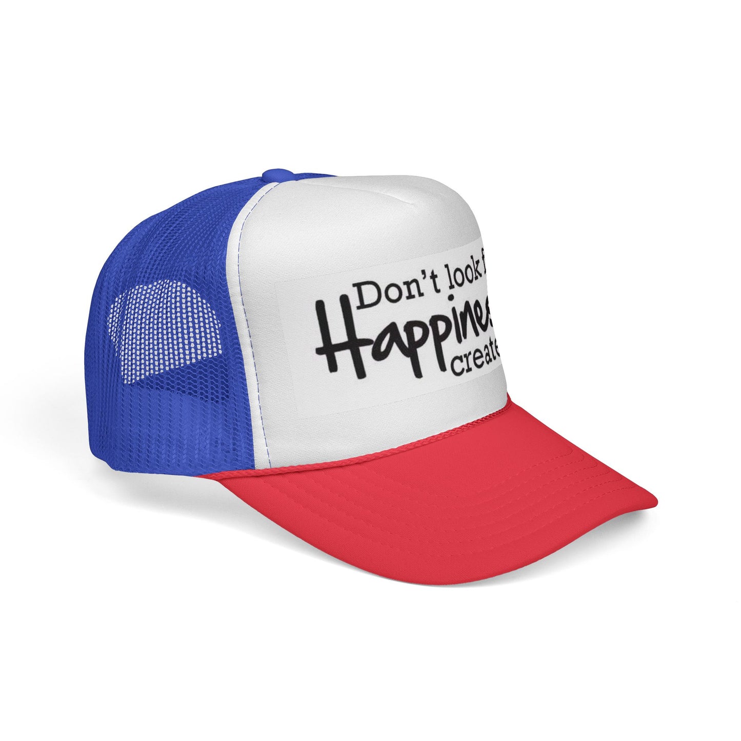 Inspirational Trucker Cap - Happiness Quote Hat, Gift for Outdoors, Motivational Headwear, Casual Style, Trendy Accessory