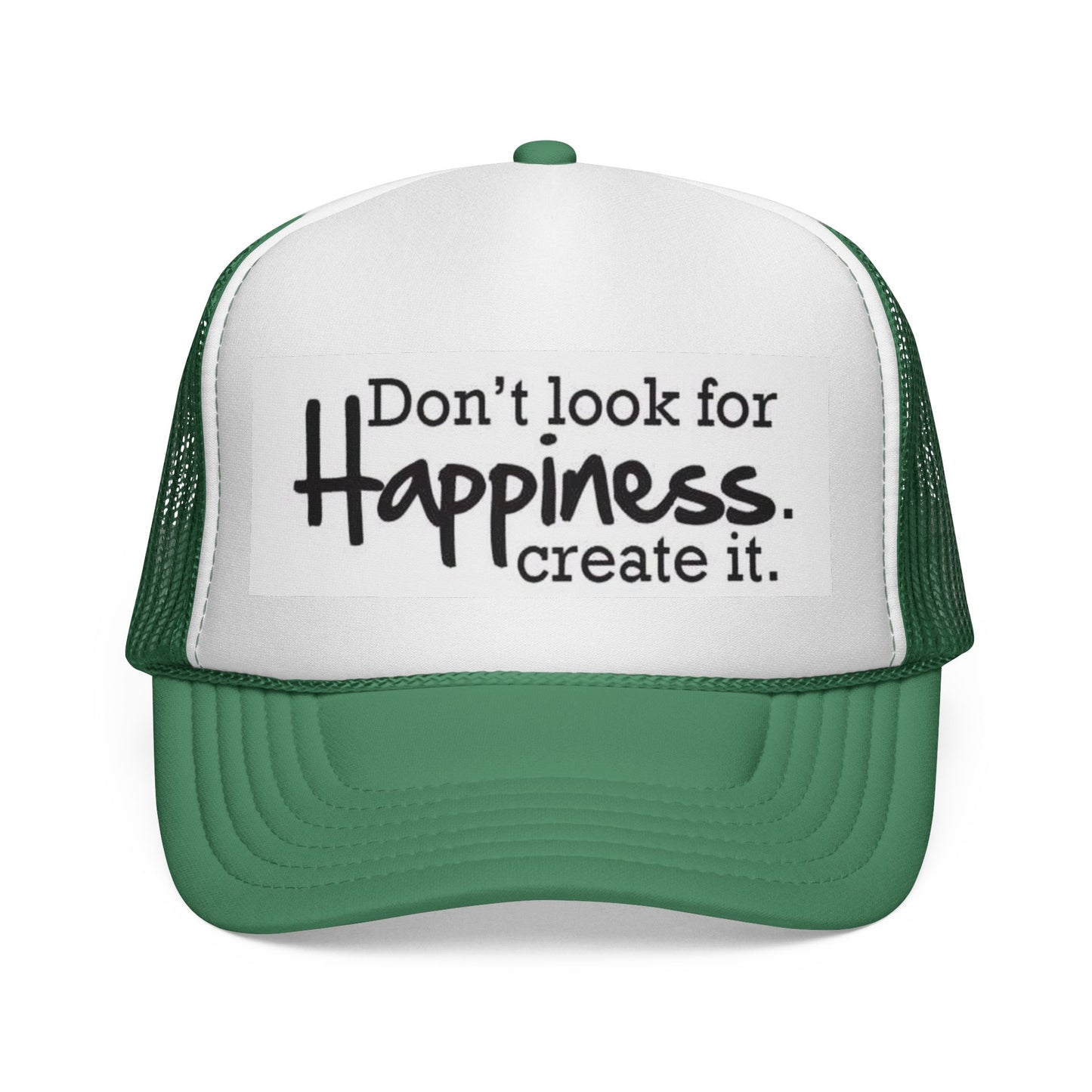 Inspirational Trucker Cap - Happiness Quote Hat, Gift for Outdoors, Motivational Headwear, Casual Style, Trendy Accessory