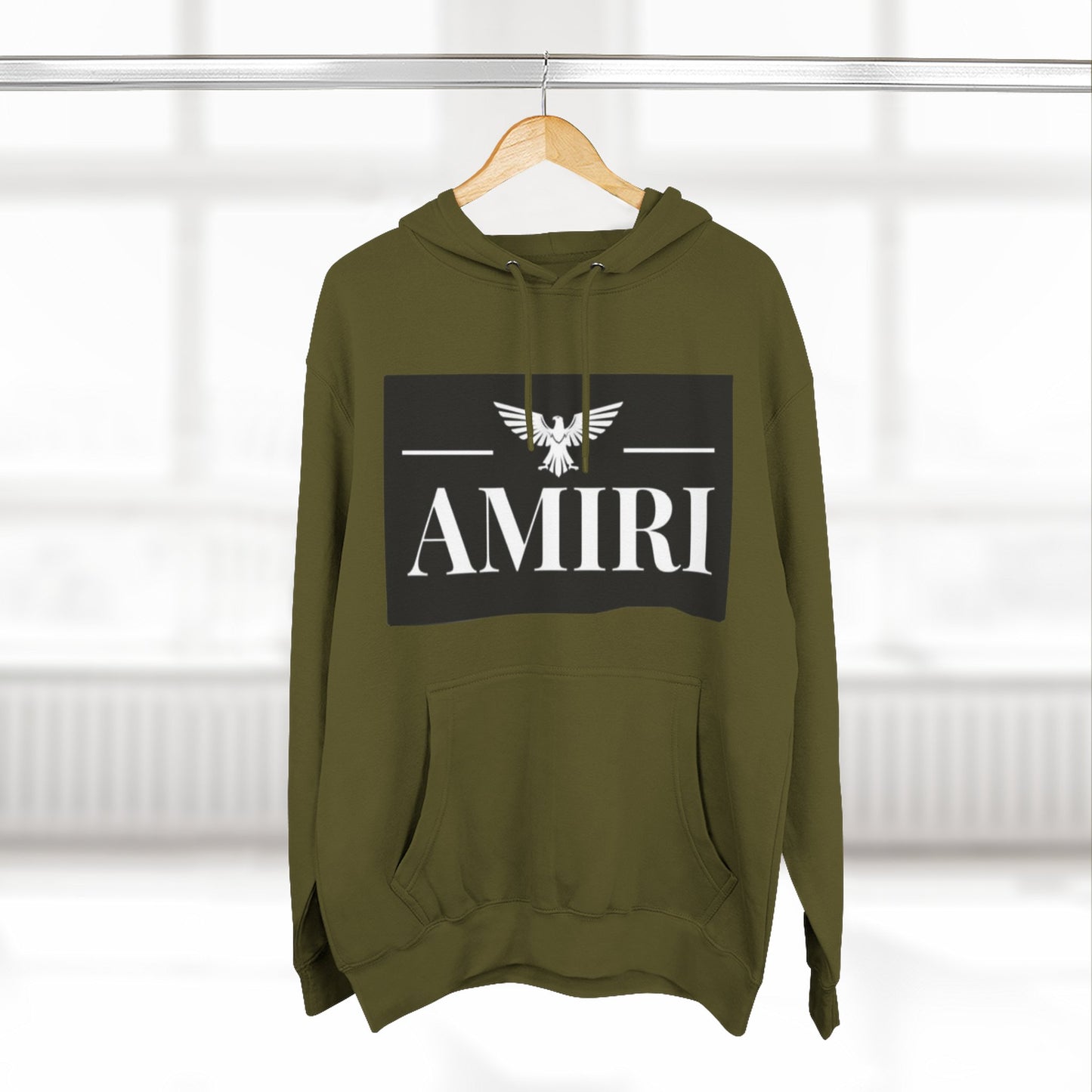 Amiri Logo Hoodie — Graphic Fleece Pullover with Eagle Emblem