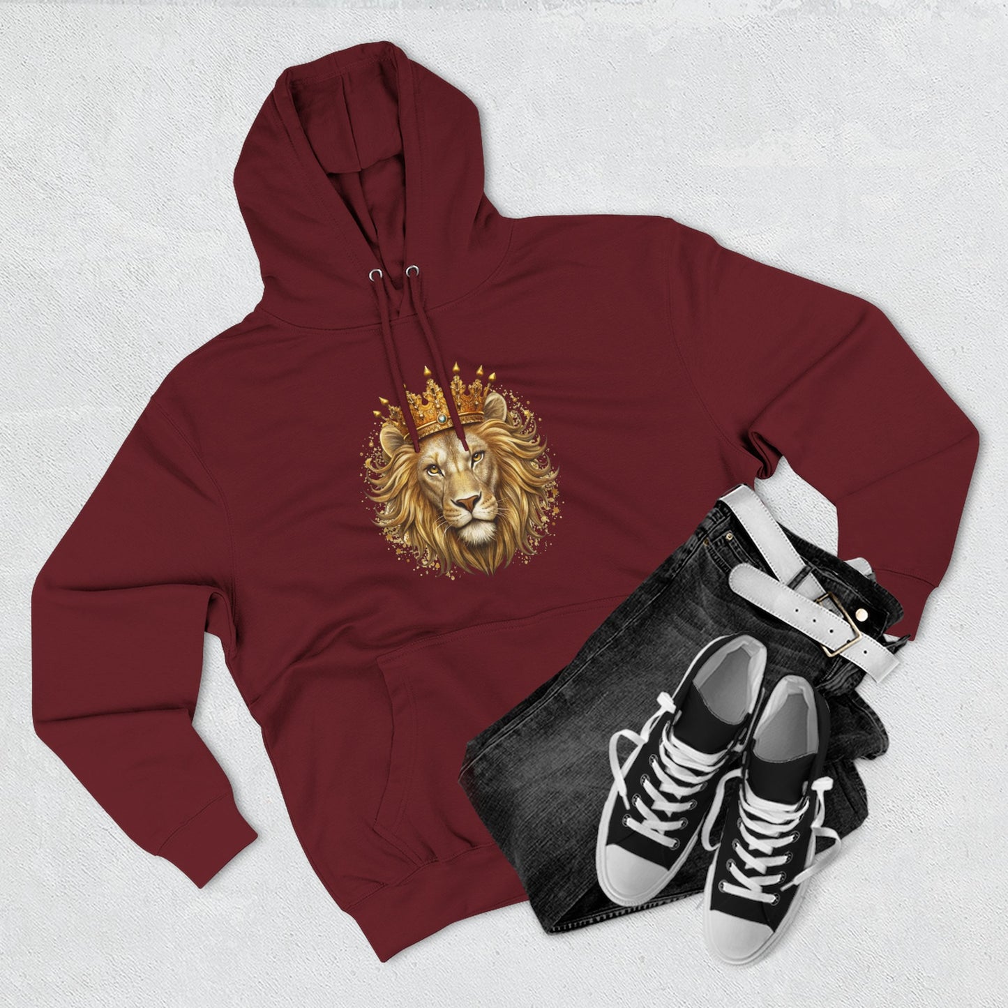 Lion with Crown Hoodie — Regal King Lion Graphic Sweatshirt