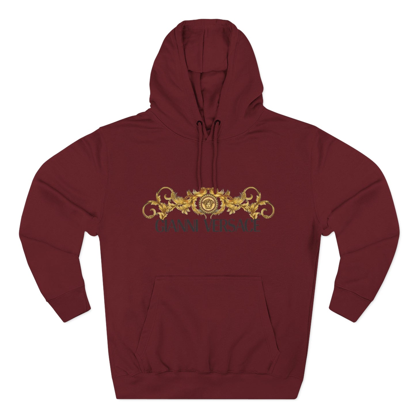 Gianni Versace Gold Baroque Logo Hoodie — Luxury Graphic Fleece Pullover