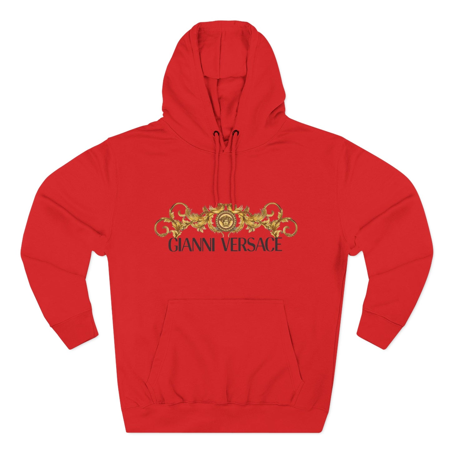 Gianni Versace Gold Baroque Logo Hoodie — Luxury Graphic Fleece Pullover