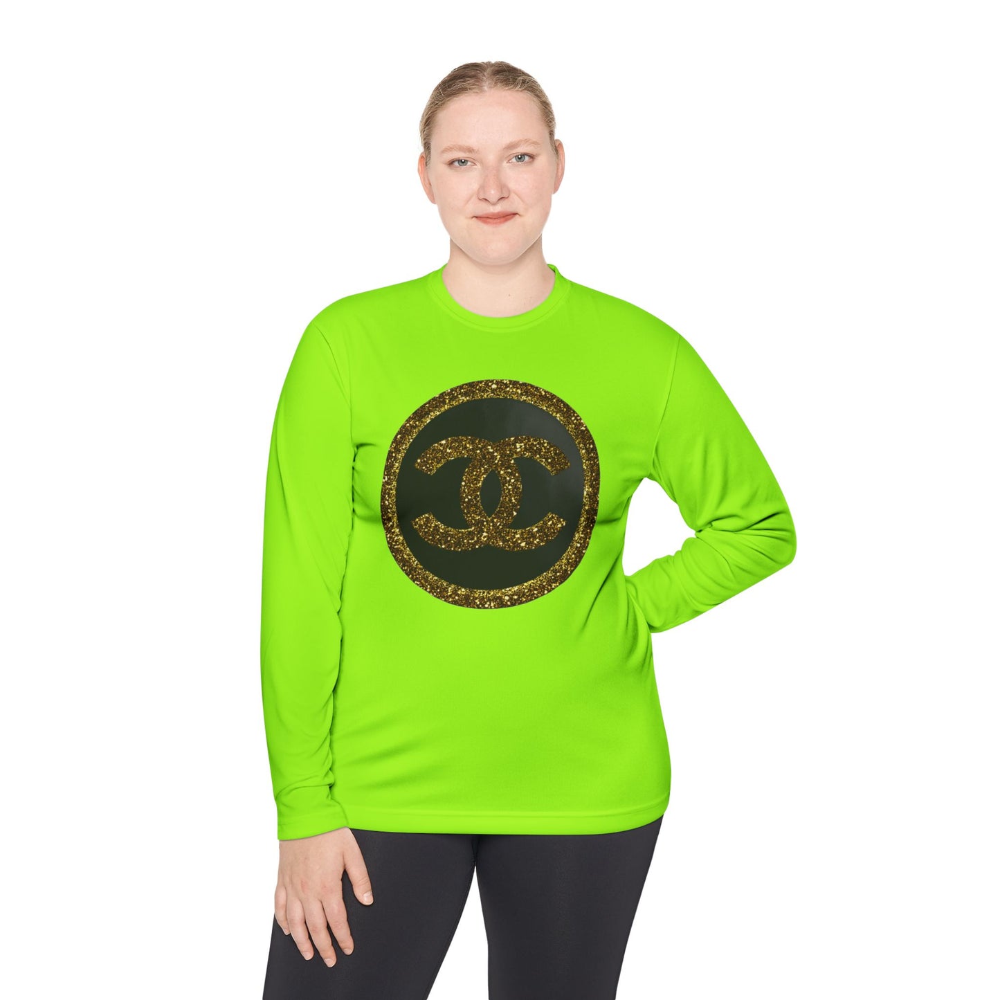 Gold Glitter Interlocking Logo Long Sleeve Tee