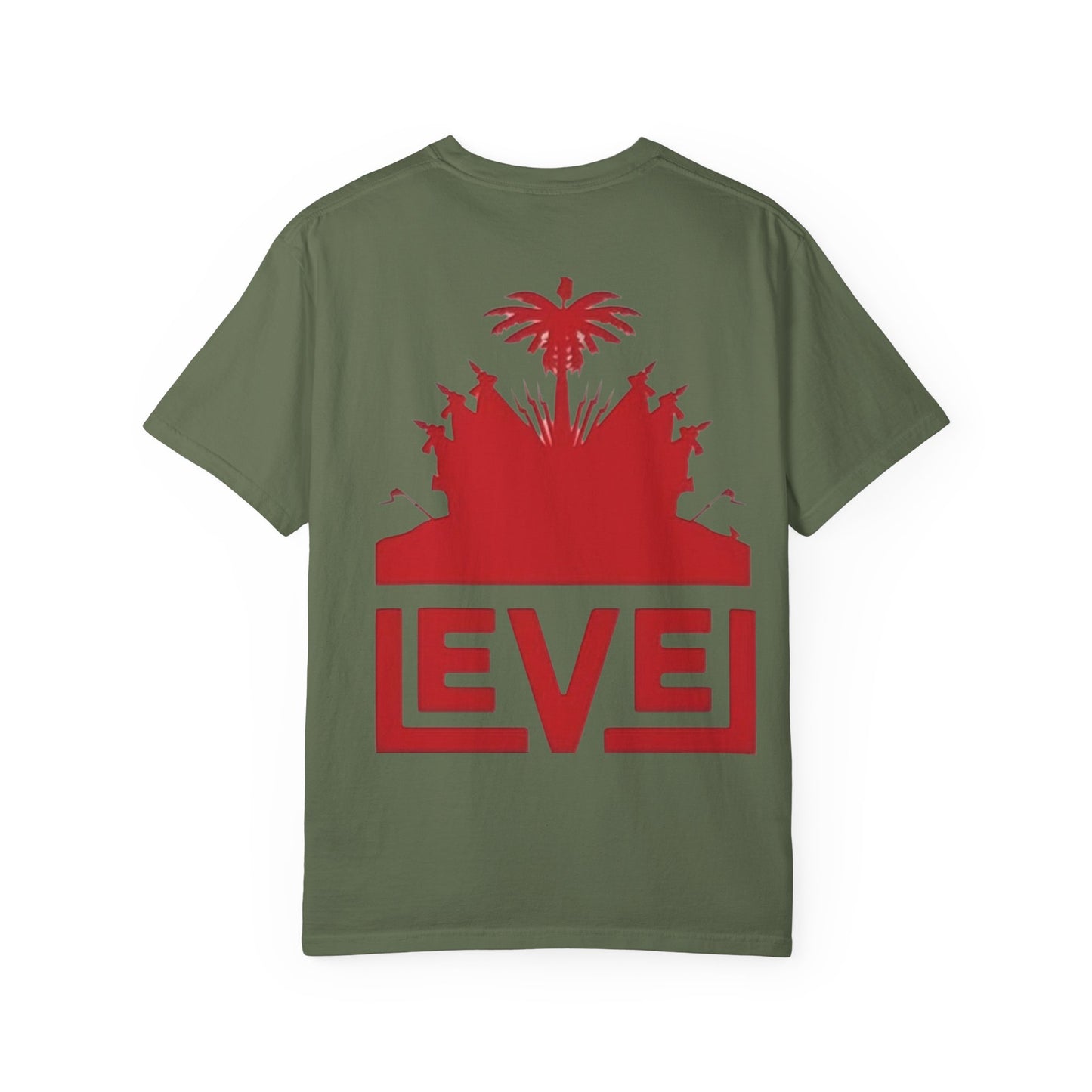 haiti Garment-Dyed T-Shirt with 'LEVEL' Design, Casual Wear, Street Style Tee, Gift for Gamers, Unique Graphic Shirt