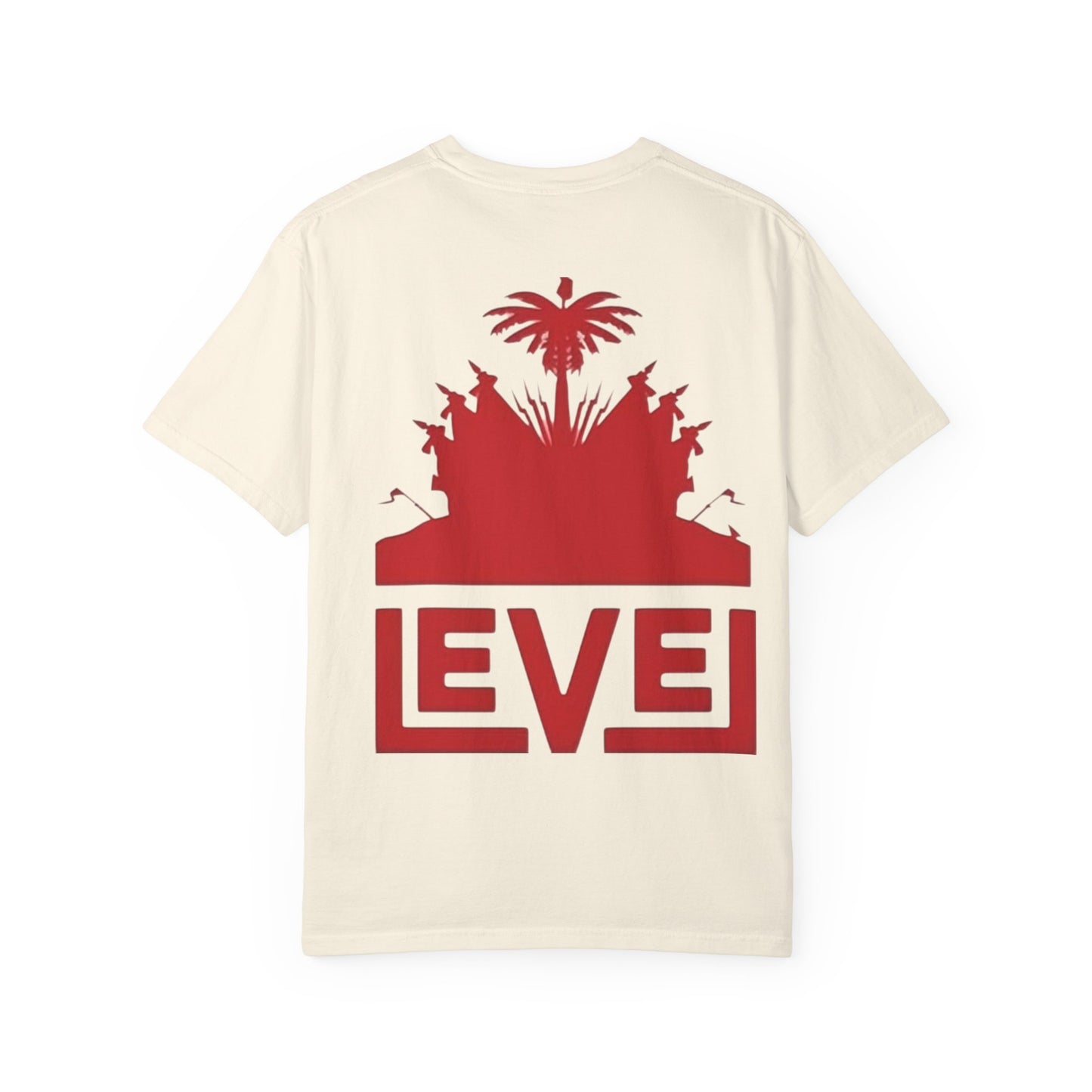 haiti Garment-Dyed T-Shirt with 'LEVEL' Design, Casual Wear, Street Style Tee, Gift for Gamers, Unique Graphic Shirt