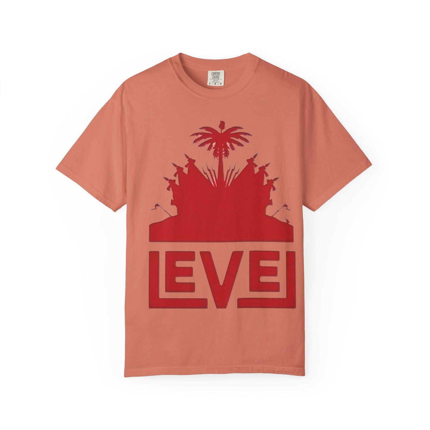 haiti Garment-Dyed T-Shirt with 'LEVEL' Design, Casual Wear, Street Style Tee, Gift for Gamers, Unique Graphic Shirt