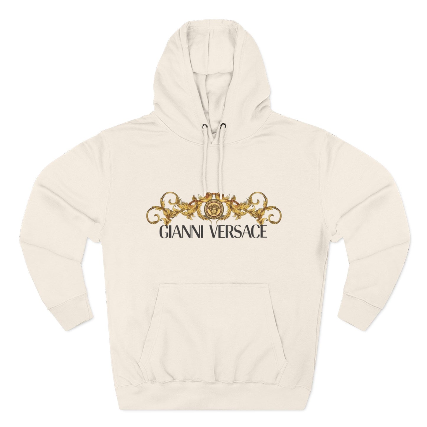 Gianni Versace Gold Baroque Logo Hoodie — Luxury Graphic Fleece Pullover