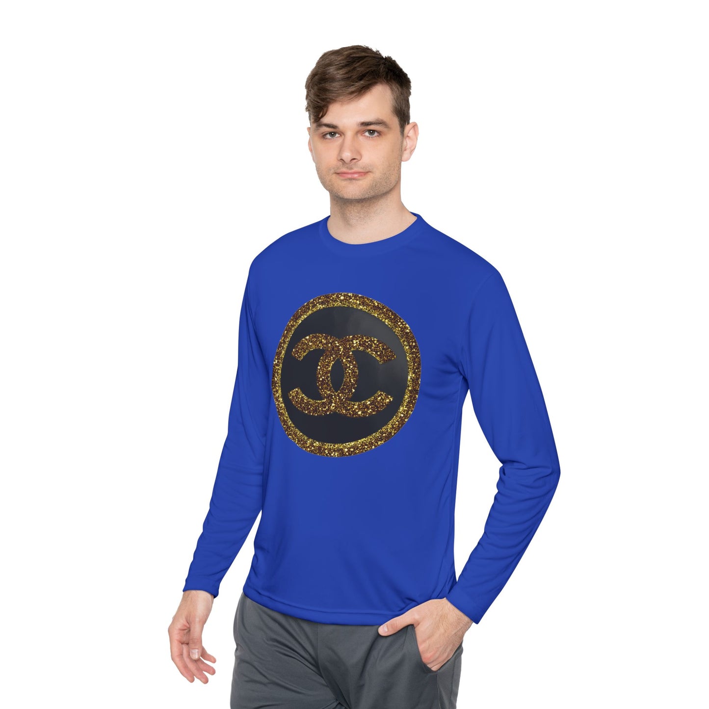 Gold Glitter Interlocking Logo Long Sleeve Tee