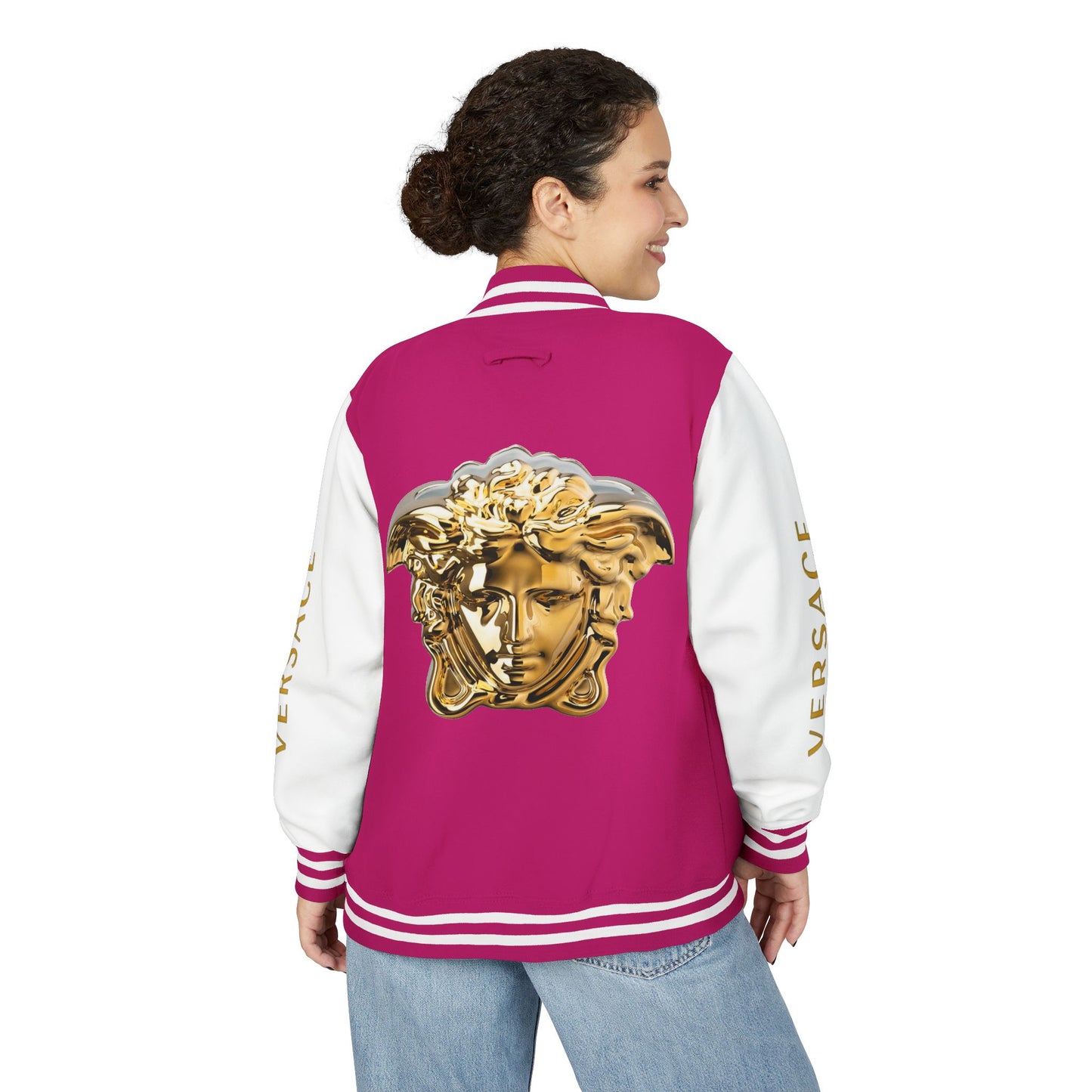 Versace-Style Unisex Heavyweight Letterman Jacket | Vintage Streetwear, Casual Fashion, Layering, Gift for Fashion Lovers, Unique Outerwear