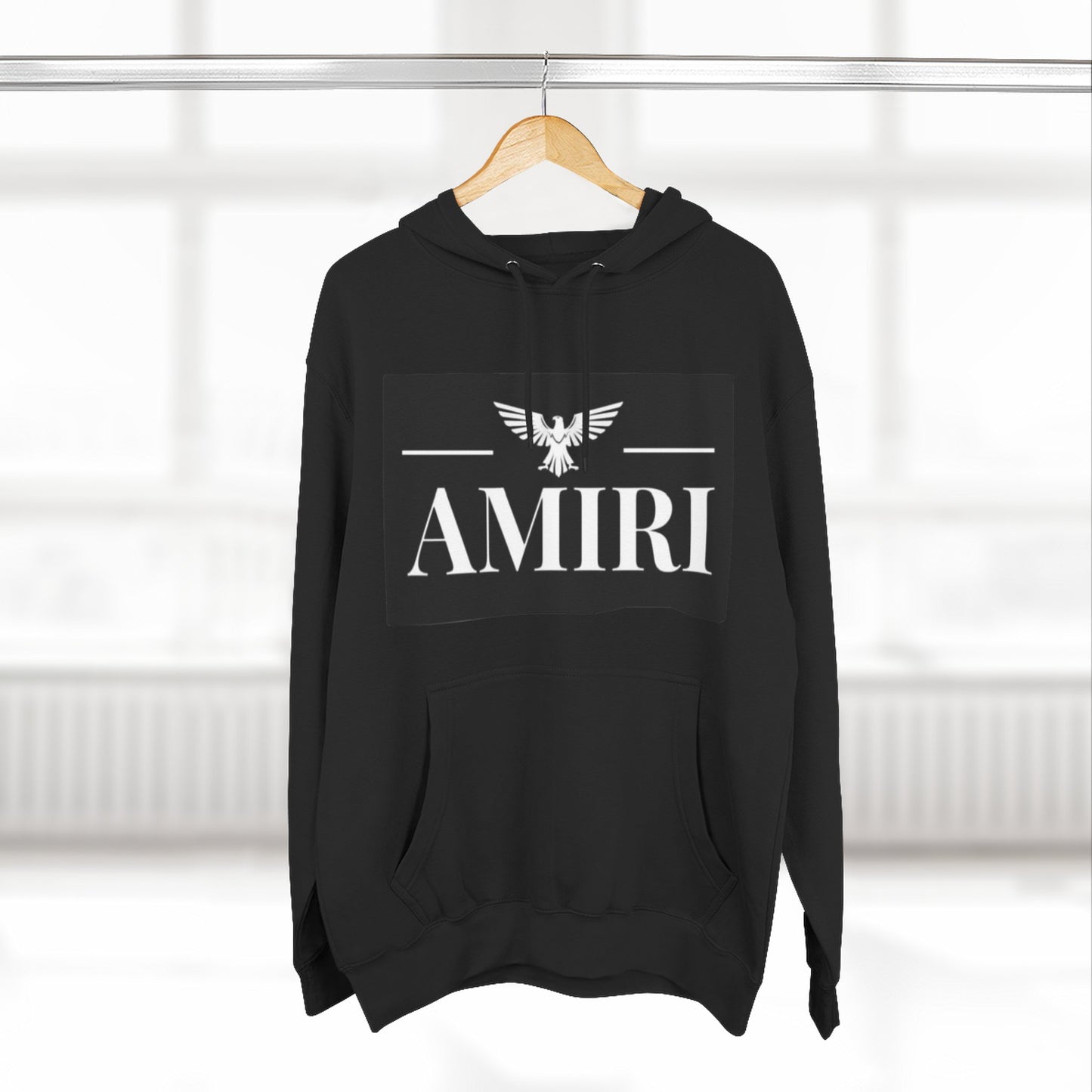 Amiri Logo Hoodie — Graphic Fleece Pullover with Eagle Emblem