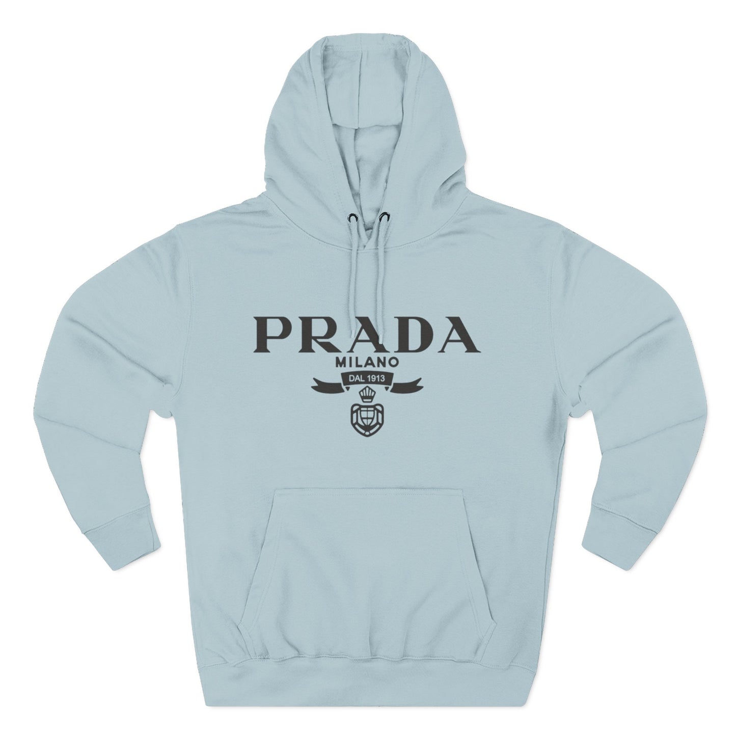 Designer Logo Hoodie — PRADA Milano Graphic Fleece Pullover