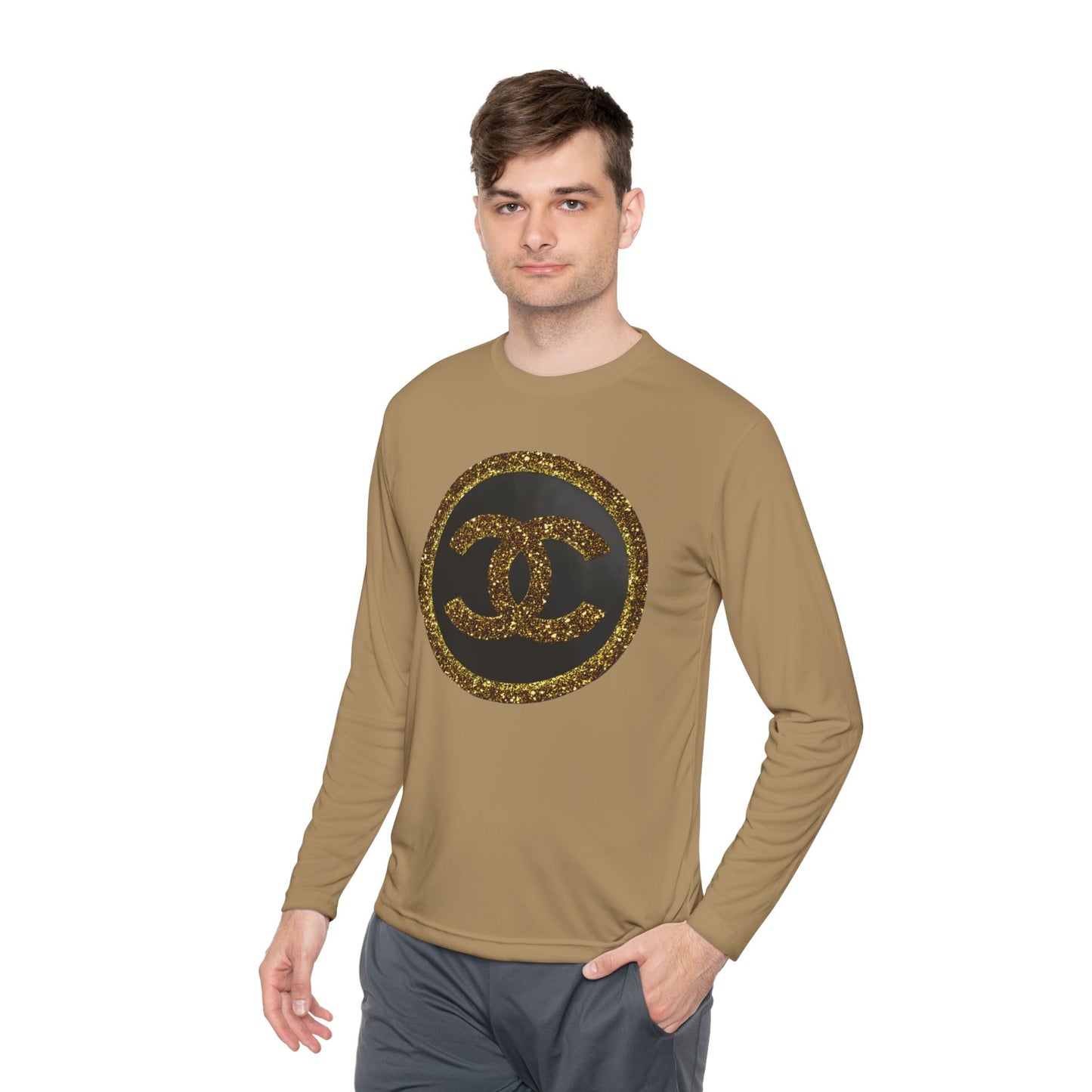 Gold Glitter Interlocking Logo Long Sleeve Tee