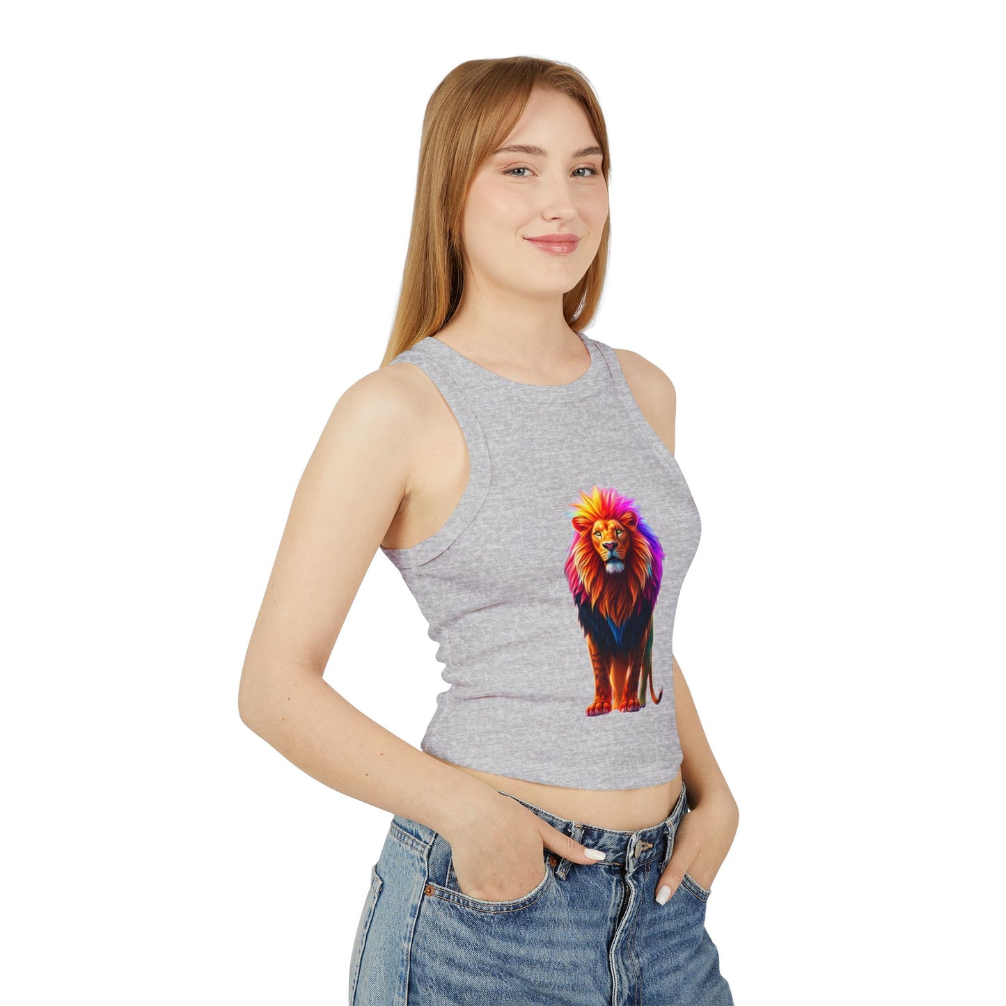Women's Racer Tank Top — Colorful Pride Lion Graphic