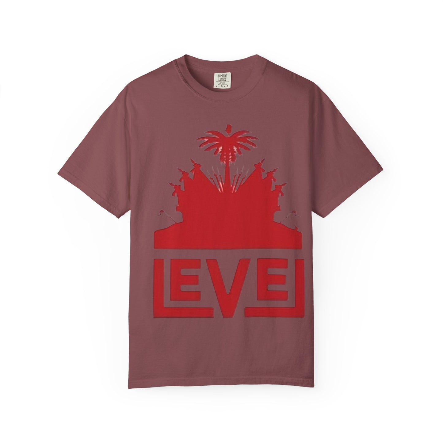 haiti Garment-Dyed T-Shirt with 'LEVEL' Design, Casual Wear, Street Style Tee, Gift for Gamers, Unique Graphic Shirt