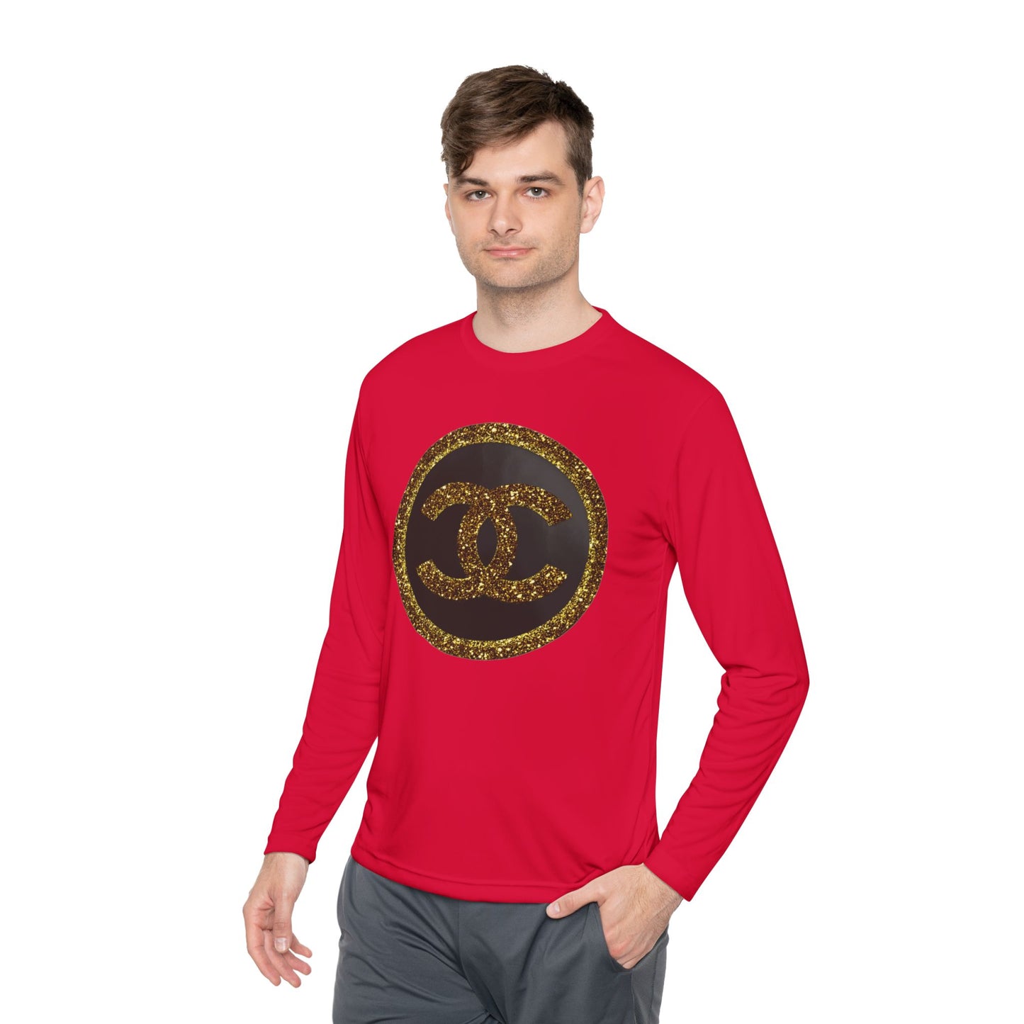 Gold Glitter Interlocking Logo Long Sleeve Tee