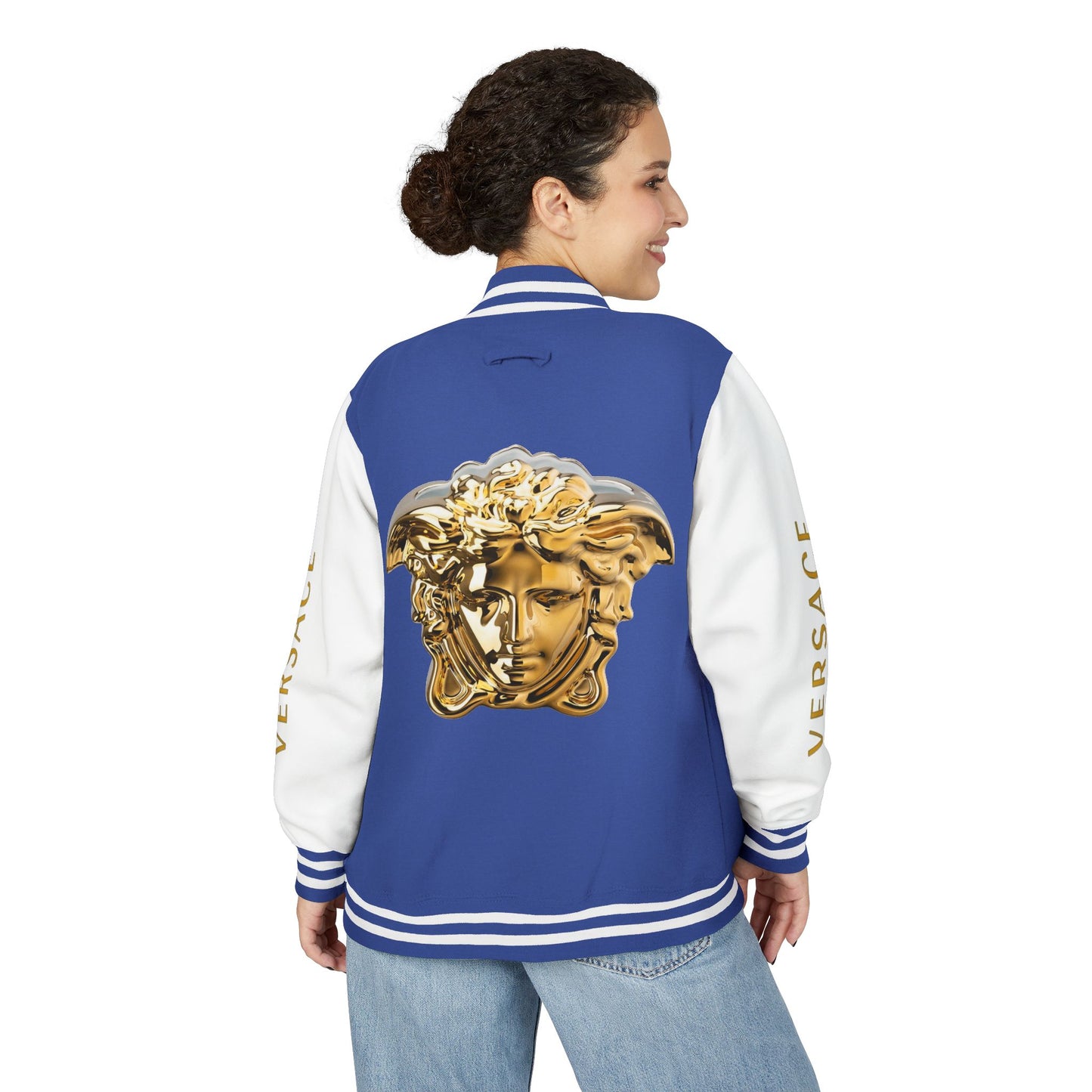 Versace-Style Unisex Heavyweight Letterman Jacket | Vintage Streetwear, Casual Fashion, Layering, Gift for Fashion Lovers, Unique Outerwear