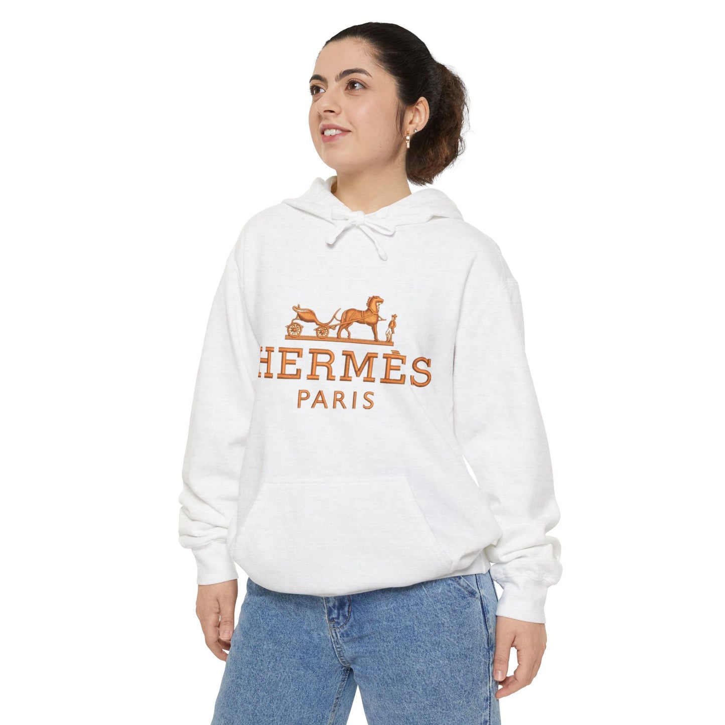 Hermès Paris Unisex Garment-Dyed Hoodie - Stylish Relaxed Fit