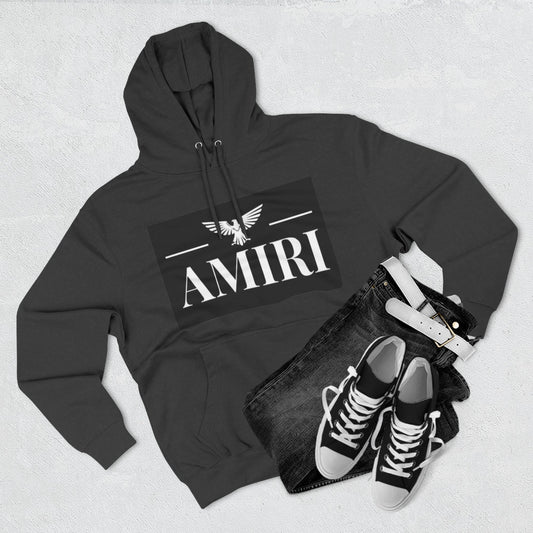 Amiri Logo Hoodie — Graphic Fleece Pullover with Eagle Emblem